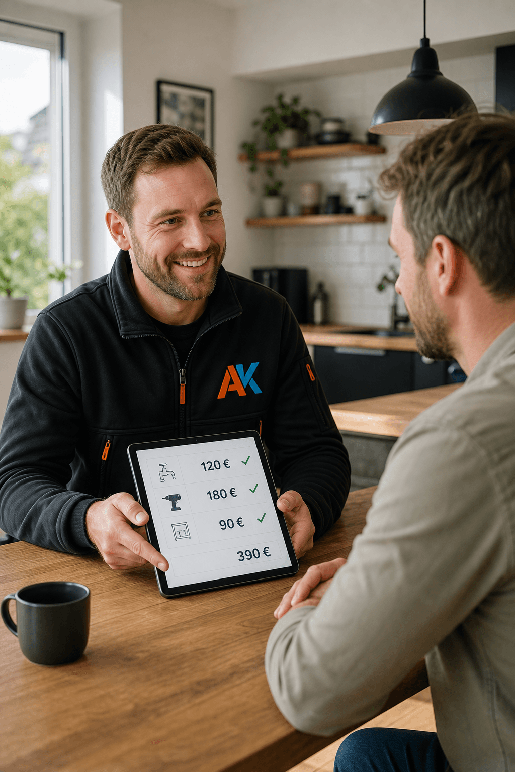 Persönliche Kostenklärung: Richtpreis am Tablet mit Alleskoenner24