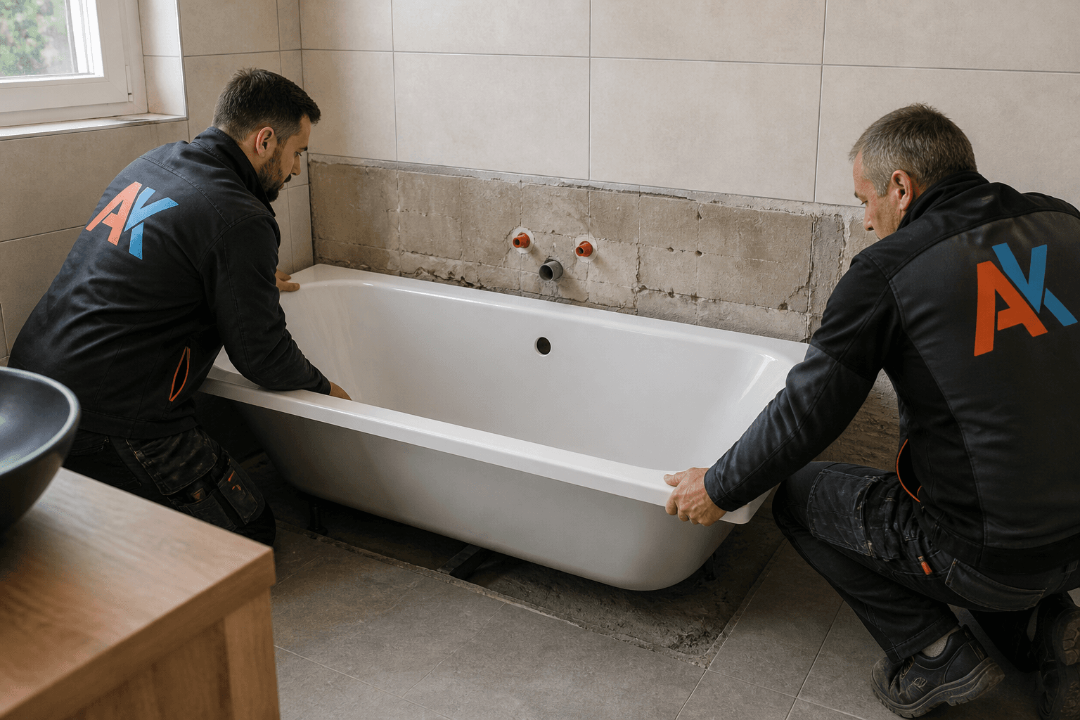 Badewannentausch – typischer Einsatz (Symbolbild)