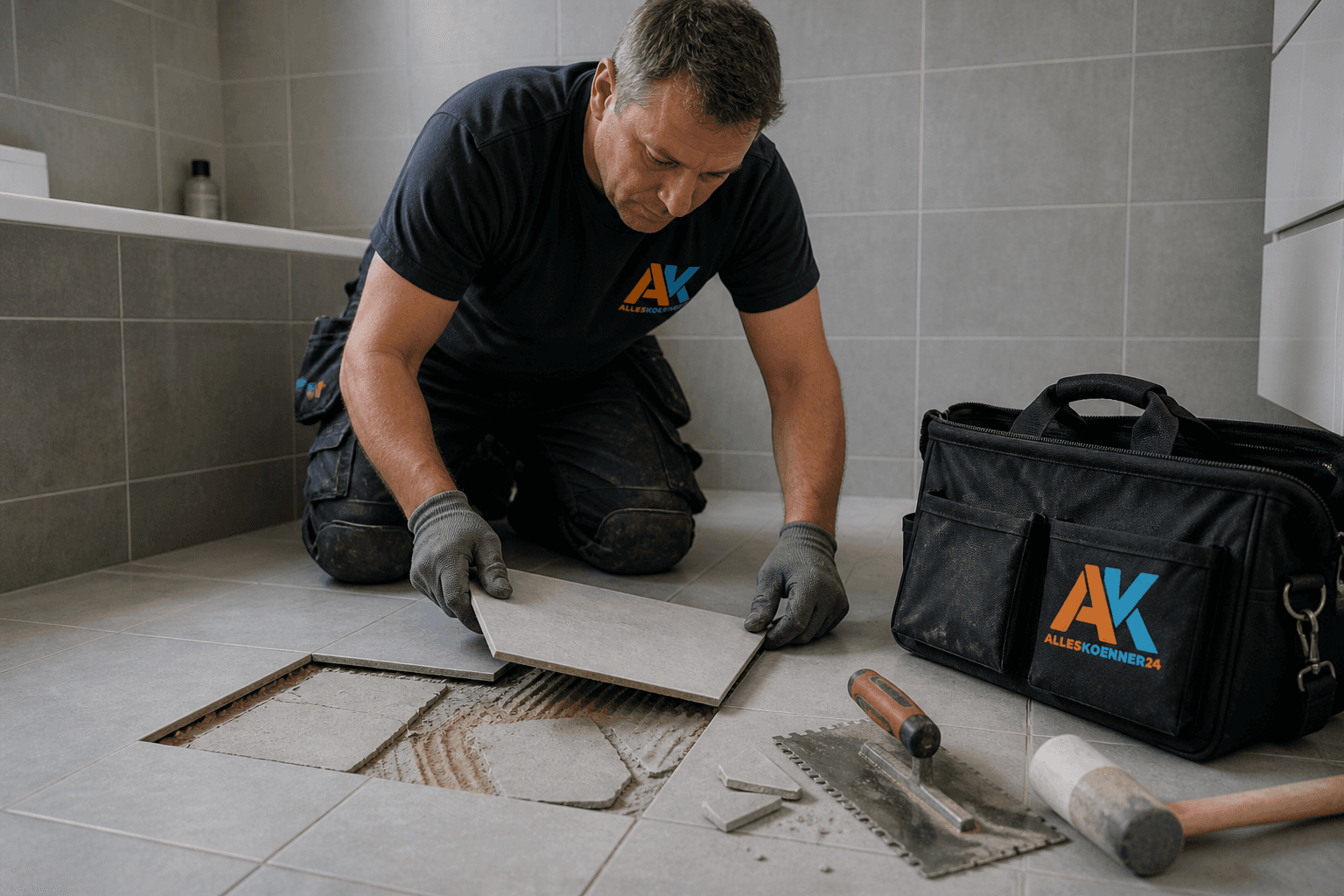 Fliesenreparatur – typischer Einsatz (Symbolbild)